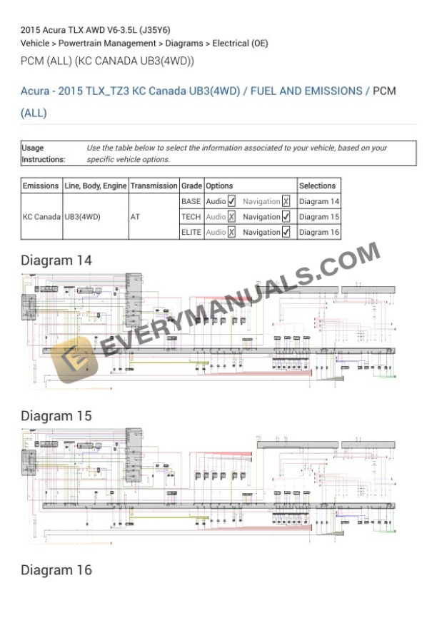 Acura TLX AWD 2015 Electrical Diagrams V6-3.5L (J35Y6)-5