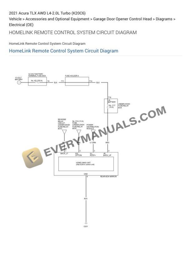Acura TLX AWD 2021 Electrical Diagrams L4-2.0L Turbo (K20C6) 7 Acura TLX AWD 2021 Electrical Diagrams L4-2.0L Turbo (K20C6) - Image 5