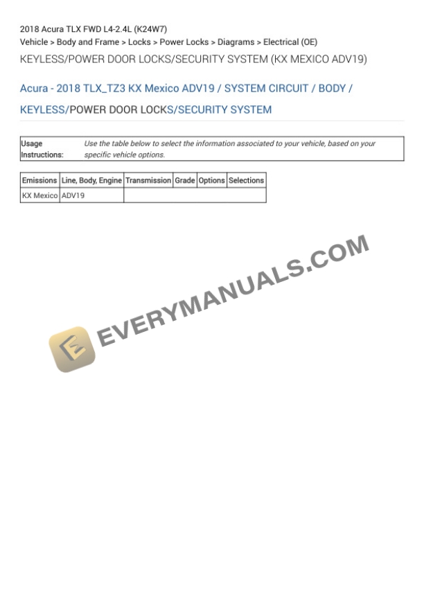Acura TLX FWD 2018 Electrical Diagrams L4-2.4L (K24W7)-3