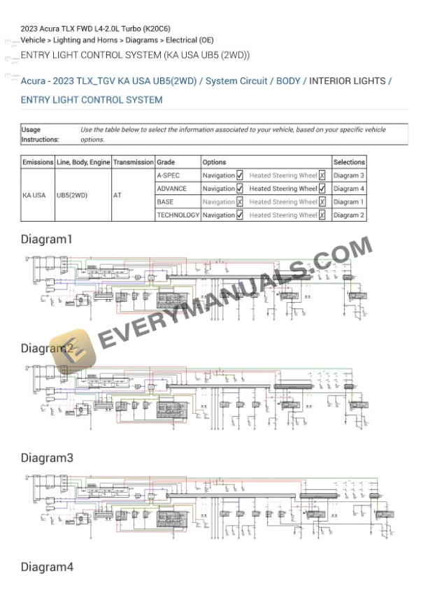 Acura TLX FWD 2023 Electrical Diagrams L4-2.0L Turbo (K20C6)-2
