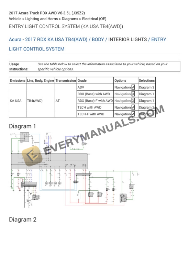 Acura Truck RDX AWD 2017 Electrical Diagrams V6-3.5L (J35Z2) 4 Acura Truck RDX AWD 2017 Electrical Diagrams V6-3.5L (J35Z2) - Image 2