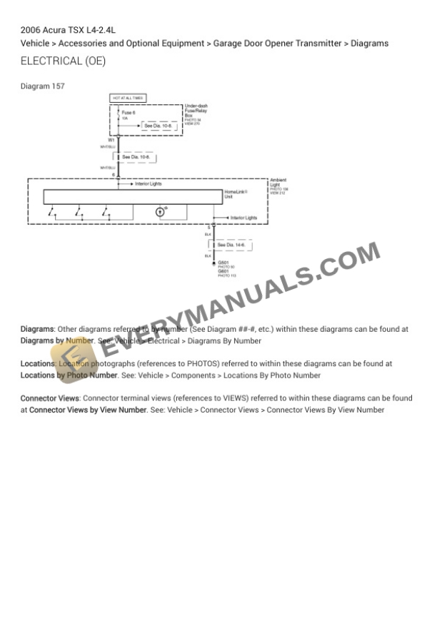 Acura TSX 2006 Electrical Diagrams L4-2.4L-4