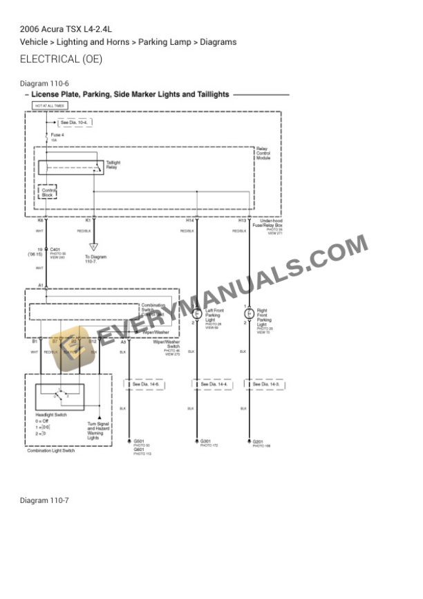 Acura TSX 2006 Electrical Diagrams L4-2.4L-5