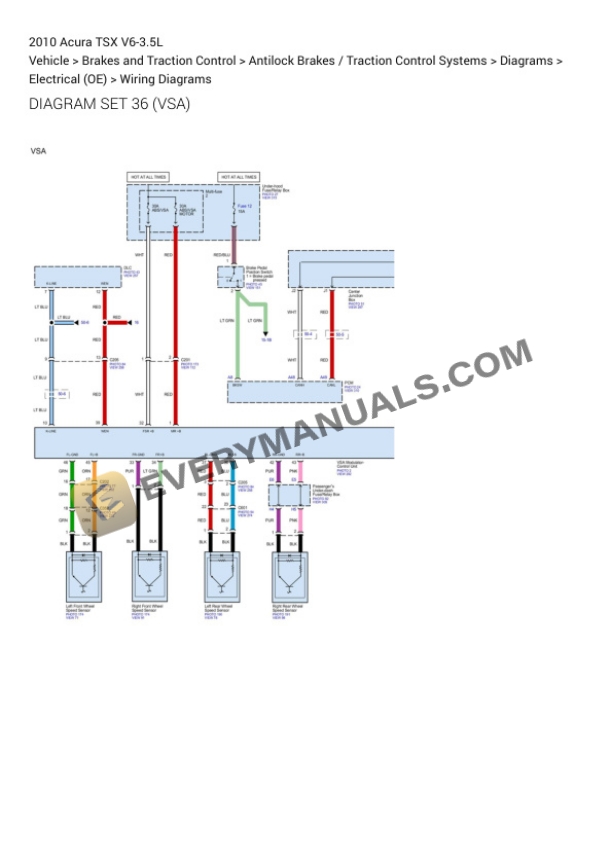 Acura TSX 2010 Electrical Diagrams V6-3.5L-4