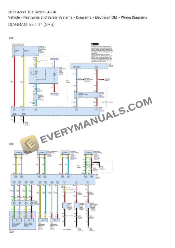 Acura TSX Sedan 2012 Electrical Diagrams L4-2.4L-5