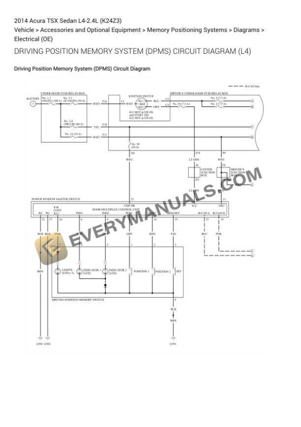 Acura TSX Sedan 2014 Electrical Diagrams L4-2.4L (K24Z3)-2