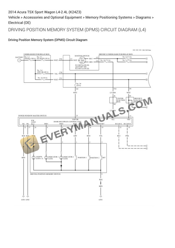 Acura TSX Sport Wagon 2014 Electrical Diagrams L4-2.4L (K24Z3)-2