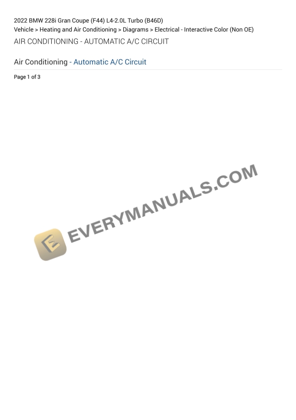 BMW 228i Gran Coupe (F44) 2022 Electrical Diagrams L4-2.0L Turbo (B46D)