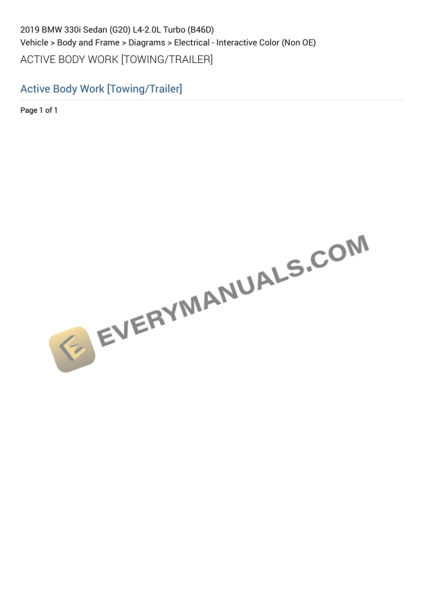 BMW 330i Sedan (G20) 2019 Electrical Diagrams L4-2.0L Turbo (B46D)