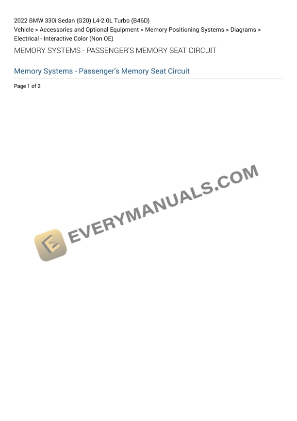 BMW 330i Sedan (G20) 2022 Electrical Diagrams L4-2.0L Turbo (B46D)