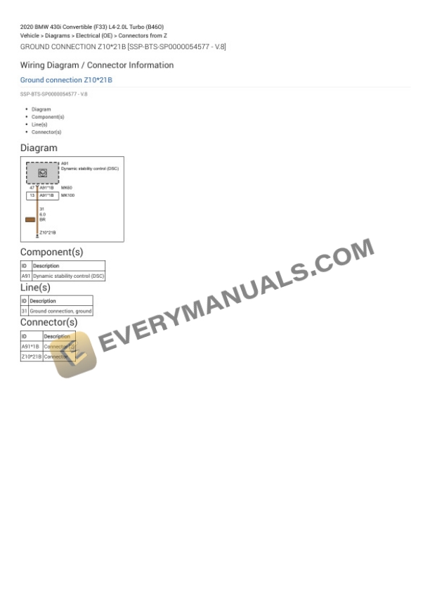 BMW 430i Convertible (F33) 2020 Electrical Diagrams L4-2.0L Turbo (B46O) 5 BMW 430i Convertible (F33) 2020 Electrical Diagrams L4-2.0L Turbo (B46O) - Image 3