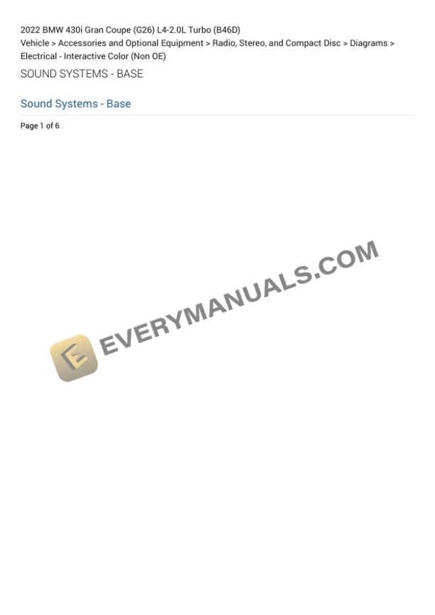 BMW 430i Gran Coupe (G26) 2022 Electrical Diagrams L4-2.0L Turbo (B46D) 7 BMW 430i Gran Coupe (G26) 2022 Electrical Diagrams L4-2.0L Turbo (B46D) - Image 5