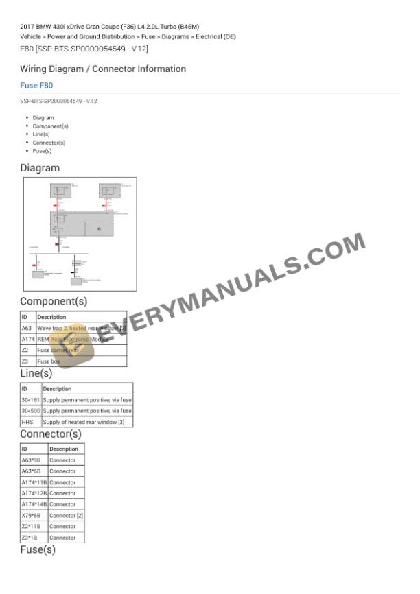 BMW 430i xDrive Gran Coupe (F36) 2017 Electrical Diagrams L4-2.0L Turbo (B46M) 4 BMW 430i xDrive Gran Coupe (F36) 2017 Electrical Diagrams L4-2.0L Turbo (B46M) - Image 2