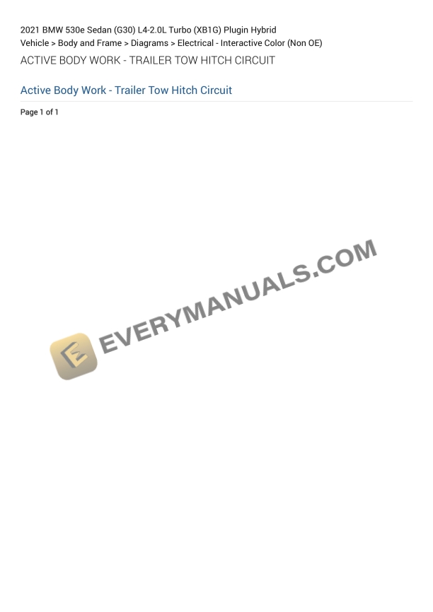 BMW 530e Sedan (G30) 2021 Electrical Diagrams L4-2.0L Turbo (XB1G) Plugin Hybrid