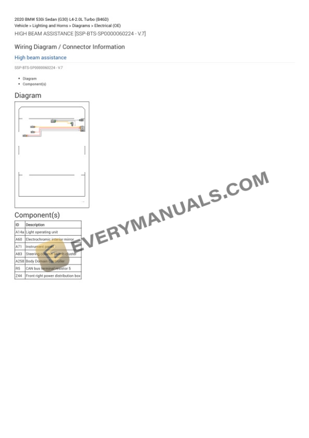 BMW 530i Sedan (G30) 2020 Electrical Diagrams L4-2.0L Turbo (B46D) 6 BMW 530i Sedan (G30) 2020 Electrical Diagrams L4-2.0L Turbo (B46D) - Image 4