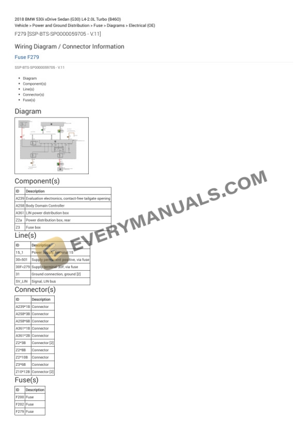 BMW 530i xDrive Sedan (G30) 2018 Electrical Diagrams L4-2.0L Turbo (B46O) 4 BMW 530i xDrive Sedan (G30) 2018 Electrical Diagrams L4-2.0L Turbo (B46O) - Image 2