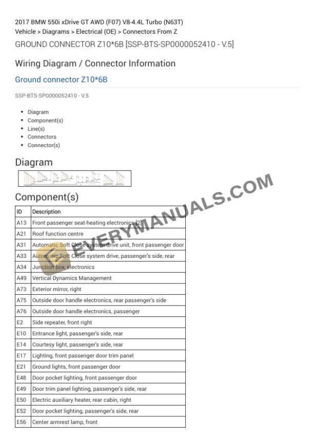 BMW 550i xDrive GT AWD (F07) 2017 Electrical Diagrams V8-4.4L Turbo (N63T) 5 BMW 550i xDrive GT AWD (F07) 2017 Electrical Diagrams V8-4.4L Turbo (N63T) - Image 3