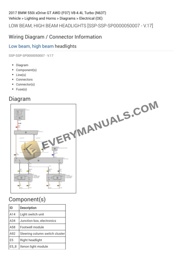 BMW 550i xDrive GT AWD (F07) 2017 Electrical Diagrams V8-4.4L Turbo (N63T) 6 BMW 550i xDrive GT AWD (F07) 2017 Electrical Diagrams V8-4.4L Turbo (N63T) - Image 4