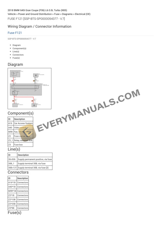 BMW 640i Gran Coupe (F06) 2018 Electrical Diagrams L6-3.0L Turbo (N55) 4 BMW 640i Gran Coupe (F06) 2018 Electrical Diagrams L6-3.0L Turbo (N55) - Image 2