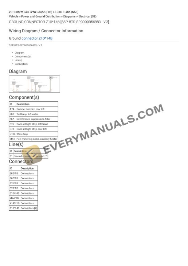 BMW 640i Gran Coupe (F06) 2018 Electrical Diagrams L6-3.0L Turbo (N55) 5 BMW 640i Gran Coupe (F06) 2018 Electrical Diagrams L6-3.0L Turbo (N55) - Image 3