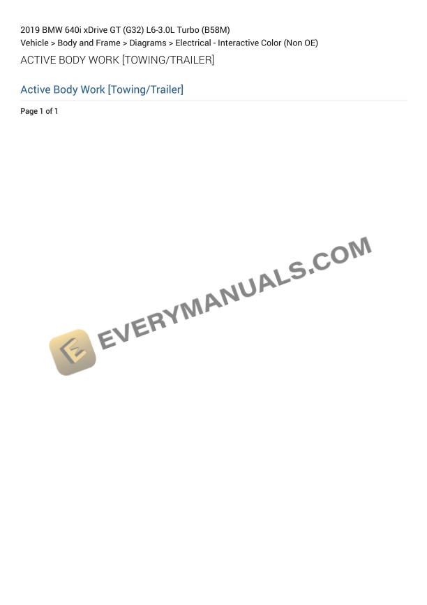 BMW 640i xDrive GT (G32) 2019 Electrical Diagrams L6-3.0L Turbo (B58M) 3 BMW 640i xDrive GT (G32) 2019 Electrical Diagrams L6-3.0L Turbo (B58M)