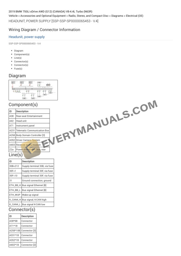 BMW 750Li xDrive AWD (G12) (CANADA) 2019 Electrical Diagrams V8-4.4L Turbo (N63R) 5 BMW 750Li xDrive AWD (G12) (CANADA) 2019 Electrical Diagrams V8-4.4L Turbo (N63R) - Image 3