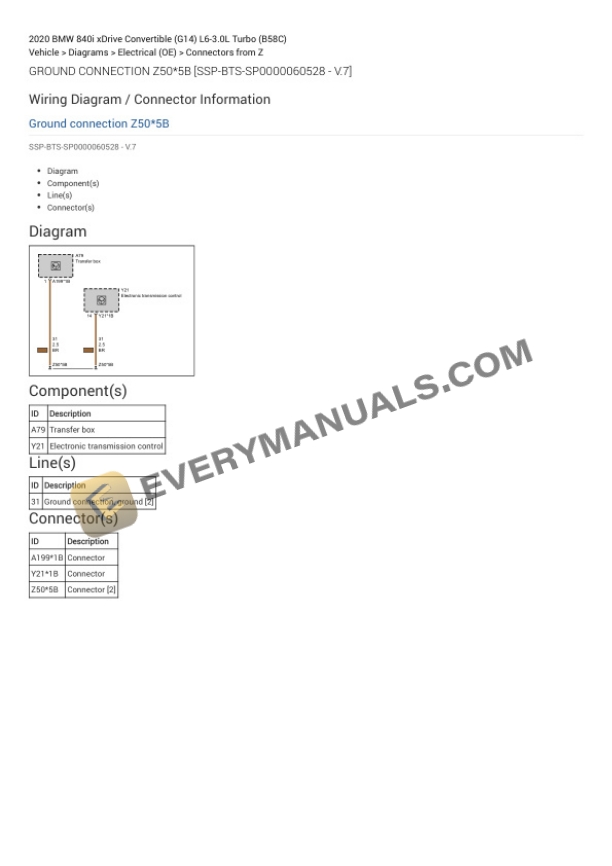 BMW 840i xDrive Convertible (G14) 2020 Electrical Diagrams L6-3.0L Turbo (B58C) 6 BMW 840i xDrive Convertible (G14) 2020 Electrical Diagrams L6-3.0L Turbo (B58C) - Image 4