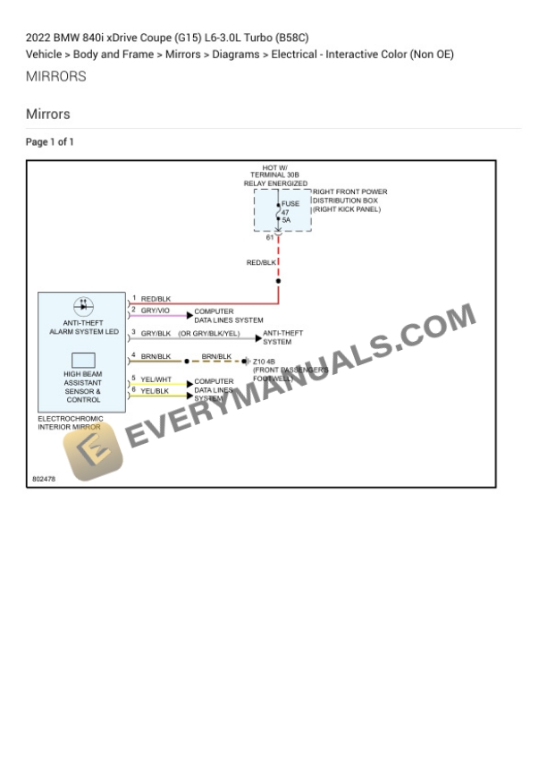 BMW 840i xDrive Coupe (G15) 2022 Electrical Diagrams L6-3.0L Turbo (B58C) 4 BMW 840i xDrive Coupe (G15) 2022 Electrical Diagrams L6-3.0L Turbo (B58C) - Image 2