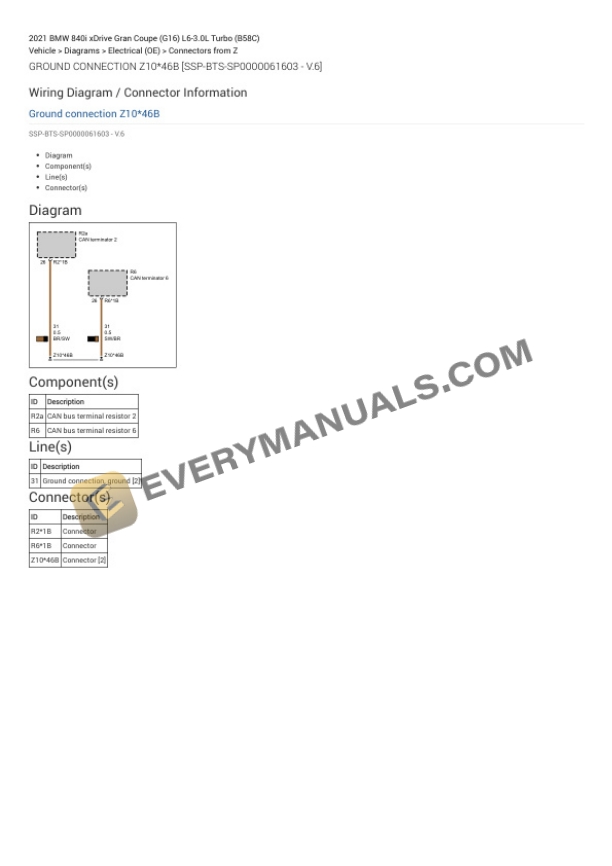 BMW 840i xDrive Gran Coupe (G16) 2021 Electrical Diagrams L6-3.0L Turbo (B58C) 6 BMW 840i xDrive Gran Coupe (G16) 2021 Electrical Diagrams L6-3.0L Turbo (B58C) - Image 4