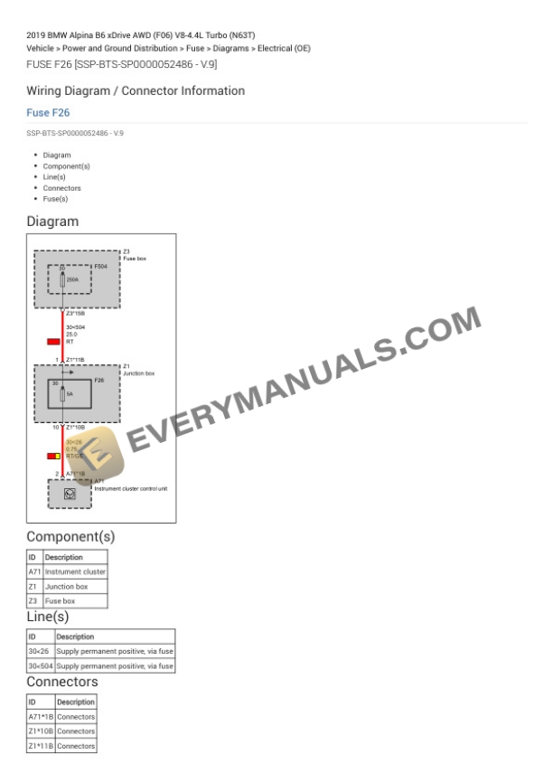 BMW Alpina B6 xDrive AWD (F06) 2019 Electrical Diagrams V8-4.4L Turbo (N63T) 4 BMW Alpina B6 xDrive AWD (F06) 2019 Electrical Diagrams V8-4.4L Turbo (N63T) - Image 2