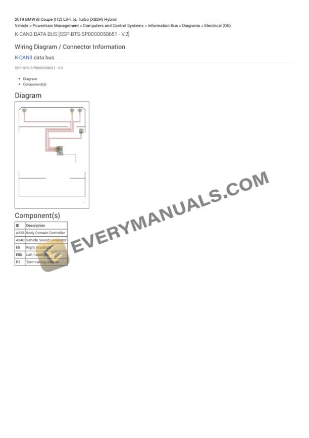 BMW i8 Coupe (I12) 2019 Electrical Diagrams L3-1.5L Turbo (XB2H) Hybrid 6 BMW i8 Coupe (I12) 2019 Electrical Diagrams L3-1.5L Turbo (XB2H) Hybrid - Image 4