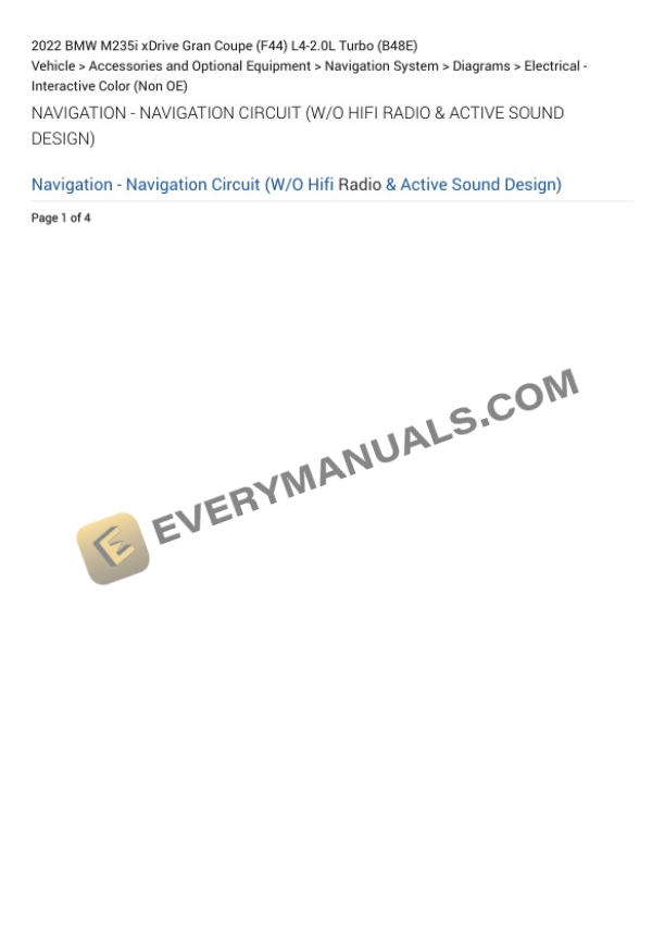 BMW M235i xDrive Gran Coupe (F44) 2022 Electrical Diagrams L4-2.0L Turbo (B48E) 4 BMW M235i xDrive Gran Coupe (F44) 2022 Electrical Diagrams L4-2.0L Turbo (B48E) - Image 2