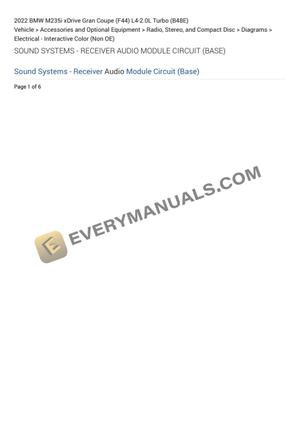 BMW M235i xDrive Gran Coupe (F44) 2022 Electrical Diagrams L4-2.0L Turbo (B48E) 7 BMW M235i xDrive Gran Coupe (F44) 2022 Electrical Diagrams L4-2.0L Turbo (B48E) - Image 5