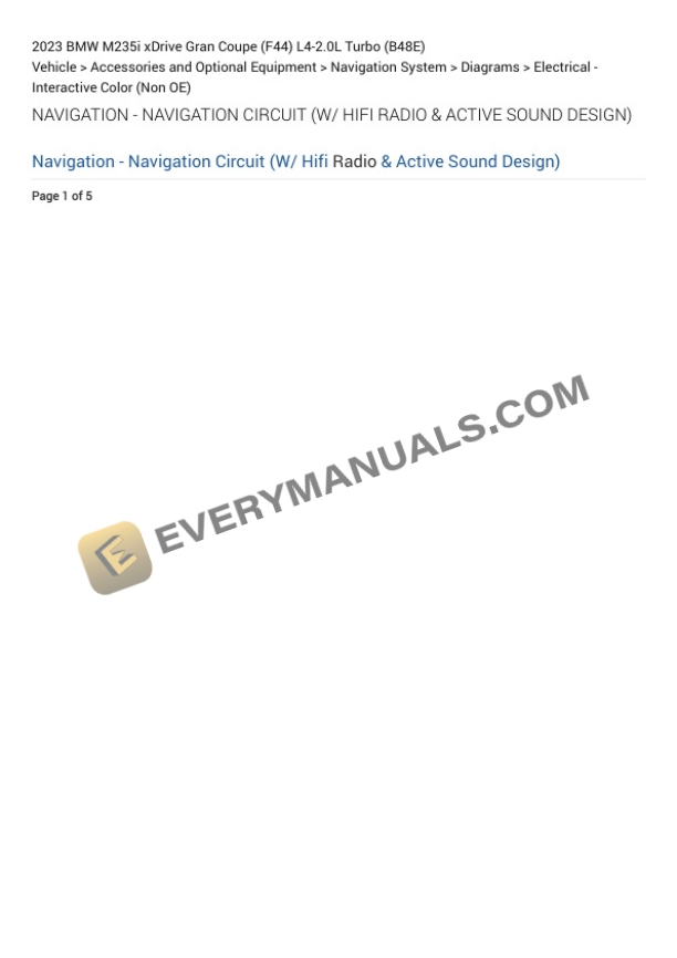 BMW M235i xDrive Gran Coupe (F44) 2023 Electrical Diagrams L4-2.0L Turbo (B48E) 4 BMW M235i xDrive Gran Coupe (F44) 2023 Electrical Diagrams L4-2.0L Turbo (B48E) - Image 2