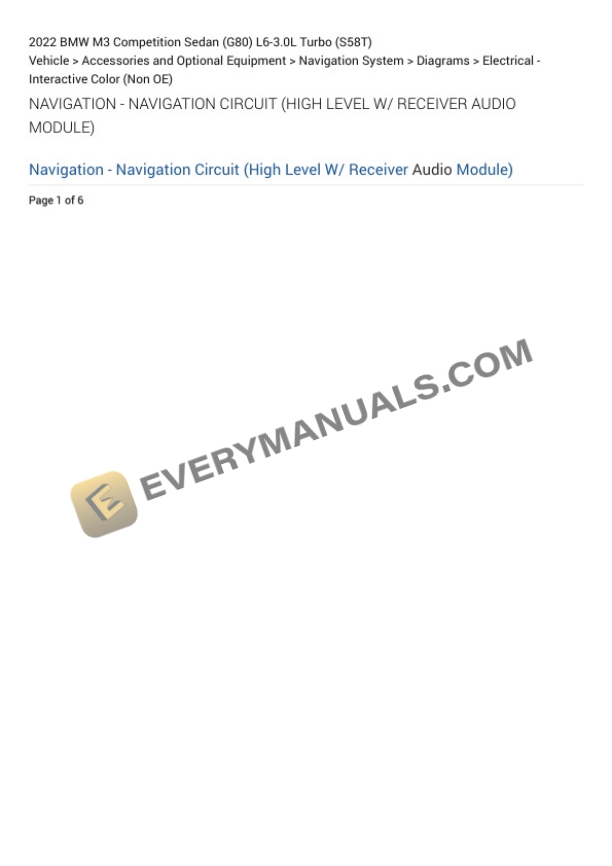 BMW M3 Competition Sedan (G80) 2022 Electrical Diagrams L6-3.0L Turbo (S58T) 4 BMW M3 Competition Sedan (G80) 2022 Electrical Diagrams L6-3.0L Turbo (S58T) - Image 2