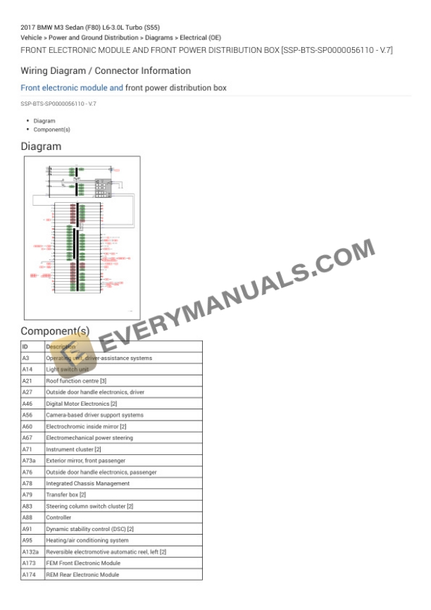 BMW M3 Sedan (F80) 2017 Electrical Diagrams L6-3.0L Turbo (S55) 4 BMW M3 Sedan (F80) 2017 Electrical Diagrams L6-3.0L Turbo (S55) - Image 2