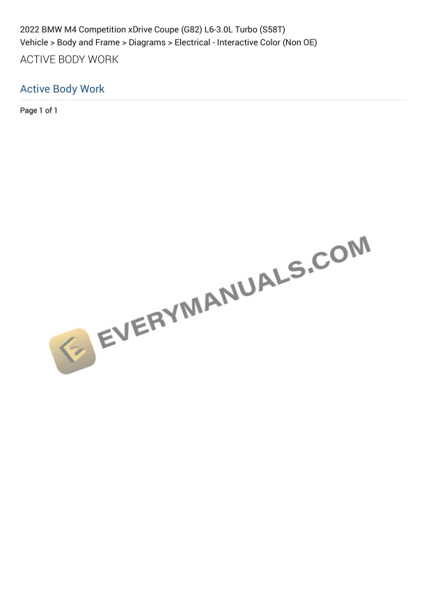 BMW M4 Competition xDrive Coupe (G82) 2022 Electrical Diagrams L6-3.0L Turbo (S58T) 3 BMW M4 Competition xDrive Coupe (G82) 2022 Electrical Diagrams L6-3.0L Turbo (S58T)