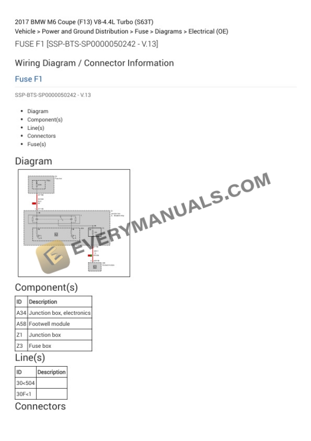 BMW M6 Coupe (F13) 2017 Electrical Diagrams V8-4.4L Turbo (S63T) 4 BMW M6 Coupe (F13) 2017 Electrical Diagrams V8-4.4L Turbo (S63T) - Image 2