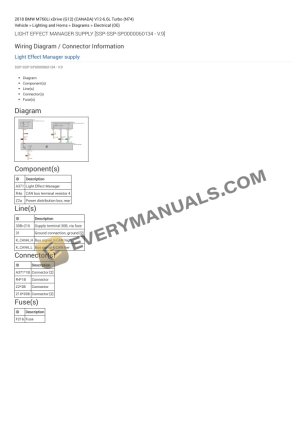 BMW M760Li xDrive (G12) (CANADA) 2018 Electrical Diagrams V12-6.6L Turbo (N74) 6 BMW M760Li xDrive (G12) (CANADA) 2018 Electrical Diagrams V12-6.6L Turbo (N74) - Image 4