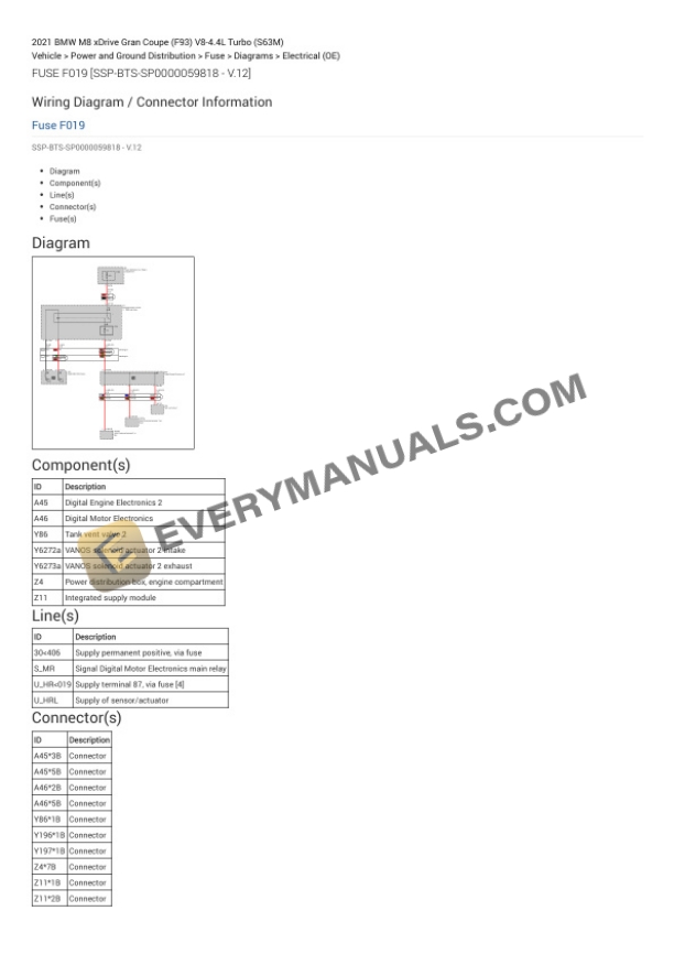 BMW M8 xDrive Gran Coupe (F93) 2021 Electrical Diagrams V8-4.4L Turbo (S63M) 4 BMW M8 xDrive Gran Coupe (F93) 2021 Electrical Diagrams V8-4.4L Turbo (S63M) - Image 2