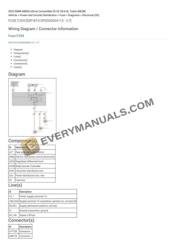 BMW M850i xDrive Convertible (G14) 2022 Electrical Diagrams V8-4.4L Turbo (N63B) 4 BMW M850i xDrive Convertible (G14) 2022 Electrical Diagrams V8-4.4L Turbo (N63B) - Image 2