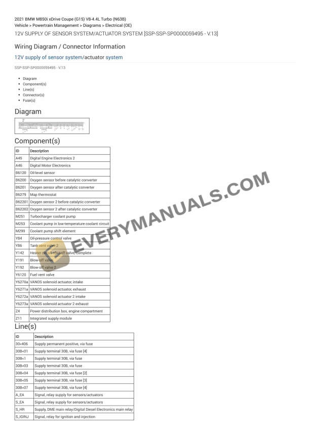 BMW M850i xDrive Coupe (G15) 2021 Electrical Diagrams V8-4.4L Turbo (N63B)