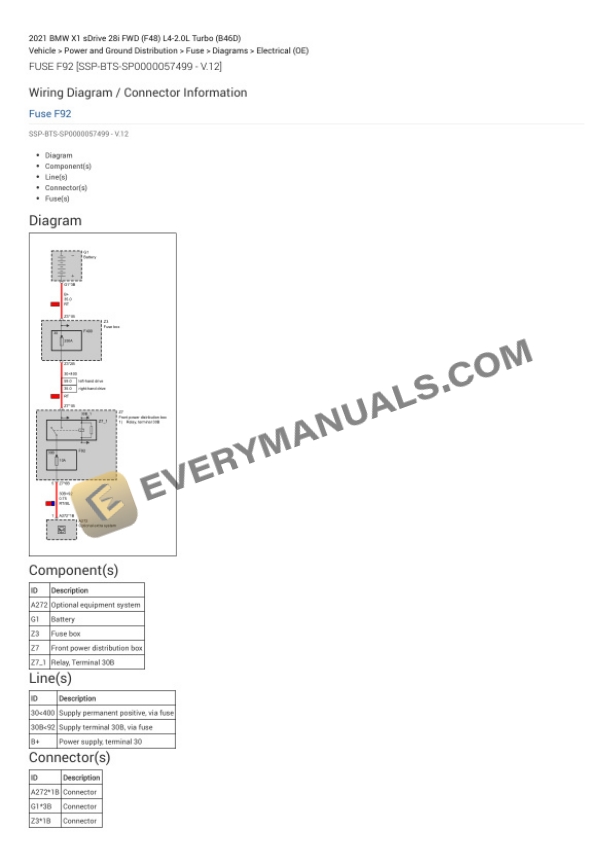 BMW X1 sDrive 28i FWD (F48) 2021 Electrical Diagrams L4-2.0L Turbo (B46D) 5 BMW X1 sDrive 28i FWD (F48) 2021 Electrical Diagrams L4-2.0L Turbo (B46D) - Image 3