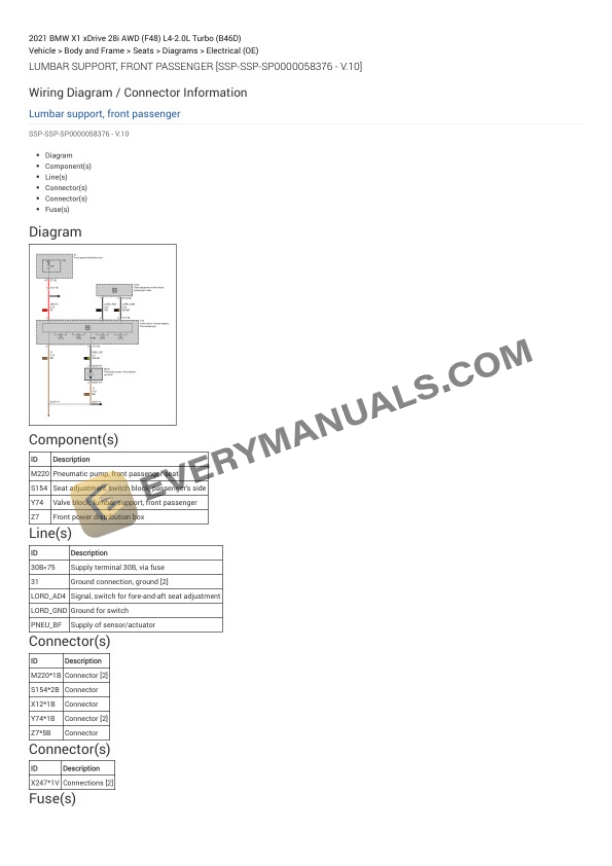 BMW X1 xDrive 28i AWD (F48) 2021 Electrical Diagrams L4-2.0L Turbo (B46D) 7 BMW X1 xDrive 28i AWD (F48) 2021 Electrical Diagrams L4-2.0L Turbo (B46D) - Image 5