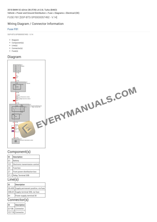 BMW X2 sDrive 28i (F39) 2018 Electrical Diagrams L4-2.0L Turbo (B46O) 5 BMW X2 sDrive 28i (F39) 2018 Electrical Diagrams L4-2.0L Turbo (B46O) - Image 3