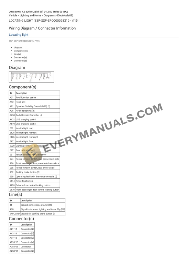 BMW X2 sDrive 28i (F39) 2018 Electrical Diagrams L4-2.0L Turbo (B46O) 7 BMW X2 sDrive 28i (F39) 2018 Electrical Diagrams L4-2.0L Turbo (B46O) - Image 5