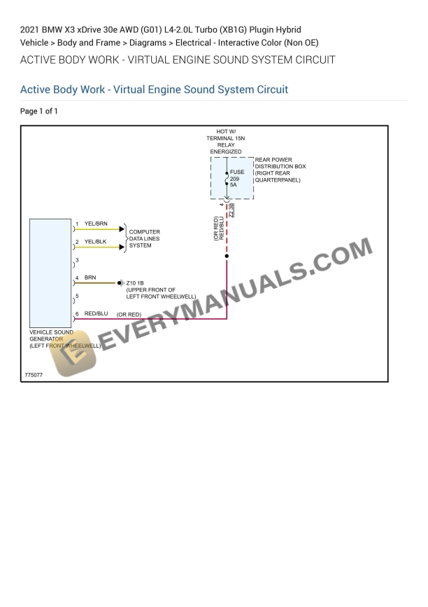 BMW X3 xDrive 30e AWD (G01) 2021 Electrical Diagrams L4-2.0L Turbo (XB1G) Plugin Hybrid