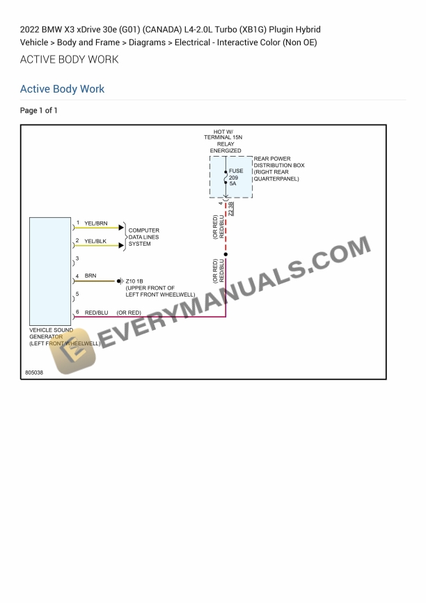 BMW X3 xDrive 30e (G01) (CANADA) 2022 Electrical Diagrams L4-2.0L Turbo (XB1G) Plugin Hybrid