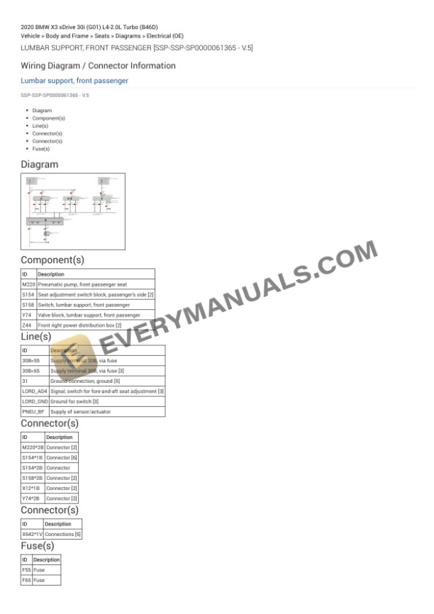 BMW X3 xDrive 30i (G01) 2020 Electrical Diagrams L4-2.0L Turbo (B46D) 7 BMW X3 xDrive 30i (G01) 2020 Electrical Diagrams L4-2.0L Turbo (B46D) - Image 5
