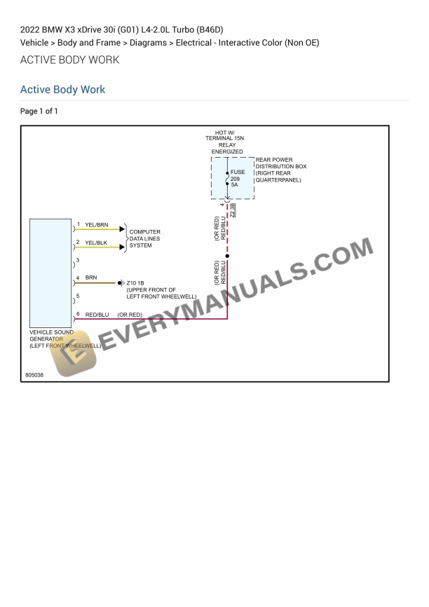 BMW X3 xDrive 30i (G01) 2022 Electrical Diagrams L4-2.0L Turbo (B46D) 1 bmw x3 xdrive 30i g01 2022 electrical diagrams l4 20l turbo b46d 1